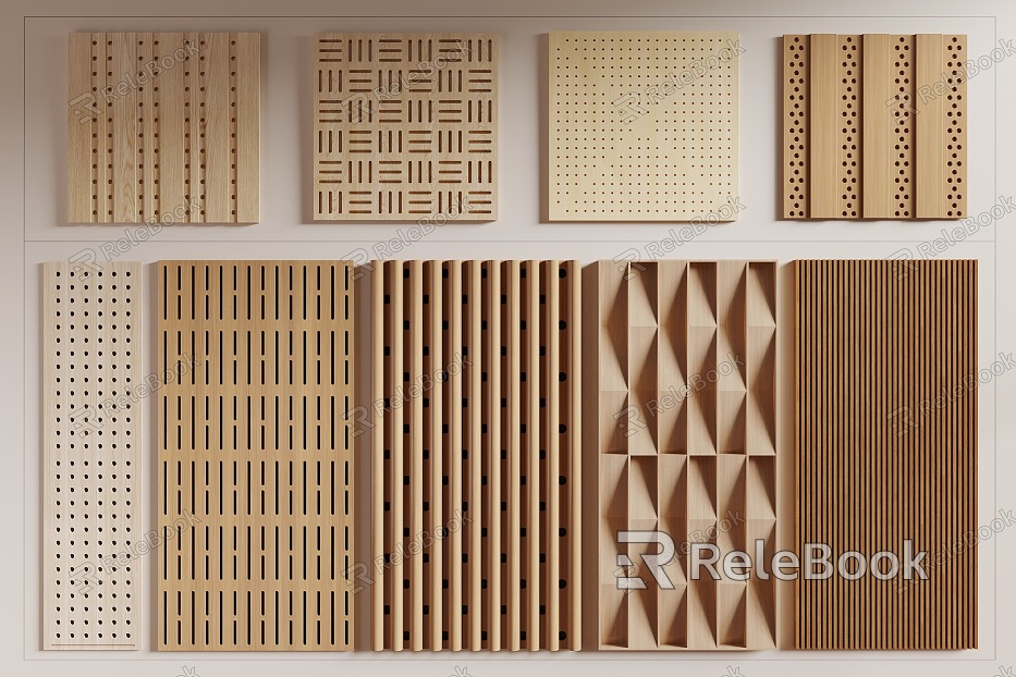 Wood veneer sound-absorbing panel diffusion panel acoustic material panel wood wall panel model