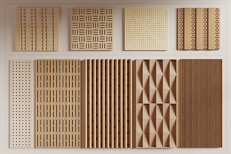 Wood veneer sound-absorbing panel diffusion panel acoustic material panel wood wall panel 3d model