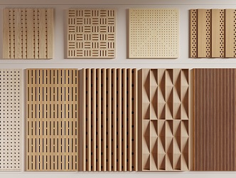 Wood veneer sound-absorbing panel diffusion panel acoustic material panel wood wall panel 3d model