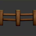 Wooden Outdoor Garden Fence With Cylindrical Posts And Horizontal Rails