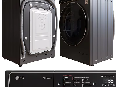 LG Front Load Washing Machine With Steam And Control Panel 3d model