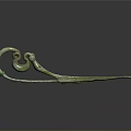Antique Bronze Hairpin As Daily Life Item With Curved Design And Intricate Patterns