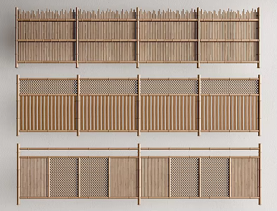 Bamboo fence partition fence handrail wood 3d model