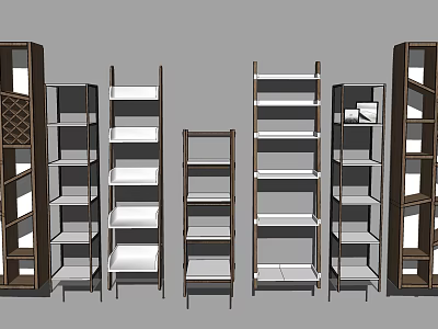 Multiple Design Wooden Storage Shelving Units With Various Heights And Open Shelves 3d model