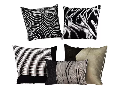 Decorative Black And White Pillows With Various Patterns For Home Sofa Decor 3d model