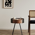 Round Bedside Table Simple Sofa Side Table Nordic Minimalist Solid Wood 3d model