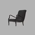 Modern Leisure Chair With Leather Upholstery And Wooden Armrests Design