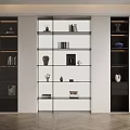 Modern Three Section Bookcase With Glass Doors Multiple Shelves Decorative Items And Books