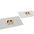 Two Light Colored Square Carpets with Woven Texture and Slippers on Top 3d model