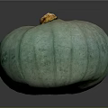 Fresh Green Striped Round Pumpkin With Vibrant Color And Brown Stem