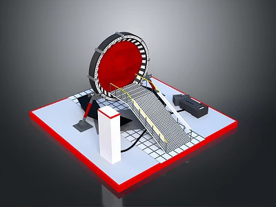 Modern Circular Furniture Structure With Platform Stairs And Equipment Elements 3d model