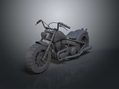 Classic Vintage Motorcycle Design With Large Tires And Chrome Exhaust Pipes 3d model