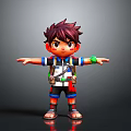 3D Boy Character Design With Brown Spiky Hair Backpack And Outstretched Arms
