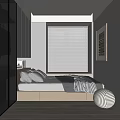 Modern Tatami Bedroom Interior With Tatami Bed Window Blinds And Storage Drawers