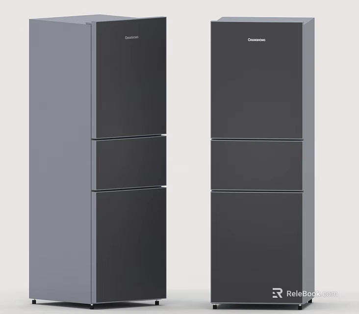 Two Hisense Black Three Door Refrigerators Modern Home Kitchen Appliances 3d model 