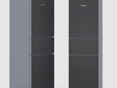 Two Hisense Black Three Door Refrigerators Modern Home Kitchen Appliances 3d model