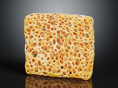 Porous Yellow Block With Intricate Hole Structure And Smooth Surface 3d model