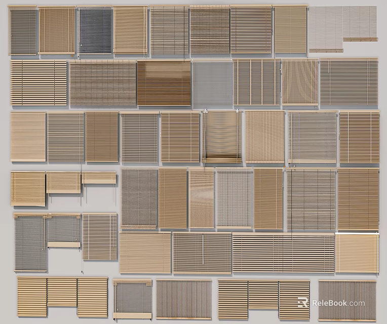 Various Styles Of Venetian Blinds With Wooden Aluminum And Bamboo Materials For Home Decor 3d model 