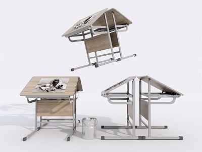 Modern workbench drawing board drawing table 3d model