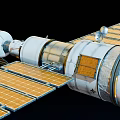 International Space Station With Solar Panels Orbiting Earth From Space 3d model