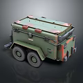 Green Military Style Vehicle With Two Wheels Sturdy Design Top Storage And Red Details