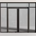 Modern Double Glass Doors With Metal Frame And Clear Transparent Panels