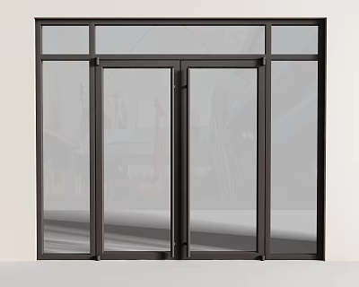 Modern Double Glass Doors With Metal Frame And Clear Transparent Panels 3d model
