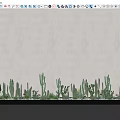 Decorative Lights Creating Wavy Illuminated Patterns On Wall With Cacti Plants At Base 3d model