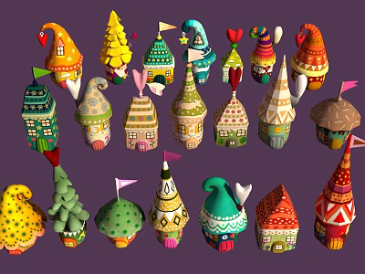 Modern Cartoon Building Cartoon House Collection 3d model Modern Cartoon Building Cartoon House Collection 3d model