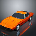 Orange Vintage Sports Car With Black Roof And Sleek Reflective Surface