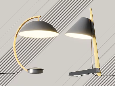 Modern Style Pendant Lights With Wooden Frame Gray Lampshade Curved And Triangular Design 3d model