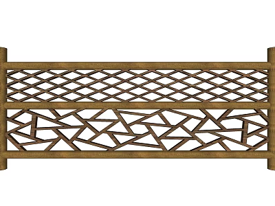 Decorative Wooden Fence Featuring Intricate Geometric Lattice Design And Patterns 3d model