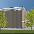 Aerial Planning of Modern Octagonal Building with Glass Dome and Surrounding Greenery Roads