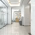 Hengfeng Bank Service Hall With Marble Reception Desk Wooden Wall Metal Chairs And Bright Lights