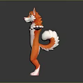 Game and Movie Character Orange White Cat with Green Eyes Standing Pose and Outstretched Arms