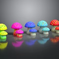 Colorful Mushroom Shaped Decorative Ornament Set with Polka Dots Various Sizes for Home Table Decoration