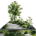 Serene Natural Garden Landscape Design With Lush Trees Stones And Gravel Path