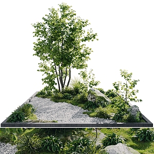 Plant Garden Landscape Green Plant Pile Landscape Garden Tree Grass Stone 3d model