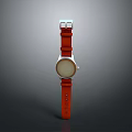 Fashionable Red Strap Watch with Silver Case and Round Dial for Modern Casual Wear