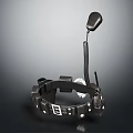 Black Pet Collar With Electronic Device And Adjustable Metal Strap Components