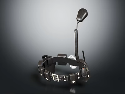 Black Pet Collar With Electronic Device And Adjustable Metal Strap Components 3d model