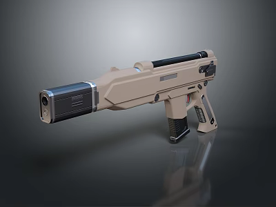 Futuristic Beige And Black Gun With Barrel Grip And Tactical Design Features 3d model