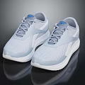 Light Blue and White Mesh Upper Lace Up Sneakers with White Sole and Brand Logo
