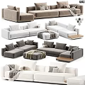 Modern Sofa and Coffee Table Set With Neutral Tones Comfortable Cushions and Throw Blankets 3d model