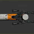 Futuristic Mechanical Weapon With Orange And White Cylindrical Barrels And Metal Base Structure