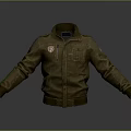 Brown Utility Jacket Featuring Stand-Up Collar Front Zipper Chest Pockets And Embroidered Patch 3d model