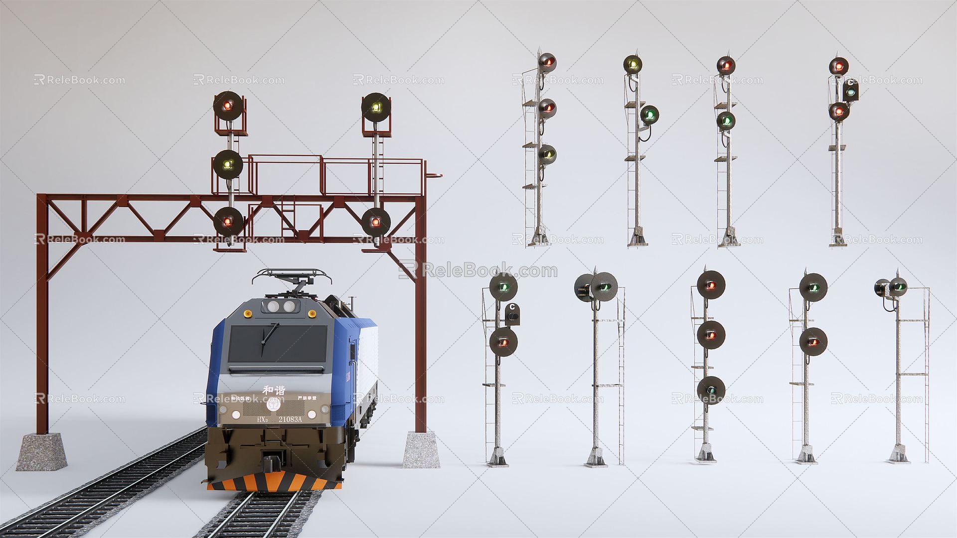 Modern Traffic Lights Railway Traffic Command Lights 3d model