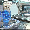 Futuristic Control Room Interior Design With Hi Tech Console Display Screens And Glass Top Desk