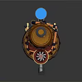 Steampunk Sci Fi Mechanical Gun With Scope Wooden Stock And Gear Details