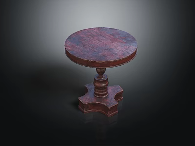 Classic Round Wooden Side Table With Ornate Carved Base And Solid Wood Construction 3d model